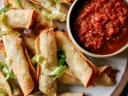 Taquitos crujientes en air fryer con salsa asada